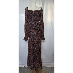 Floret Studios Sheer Floral Chiffon Midi L Whimsigoth Romantic Cottage Milkmaid